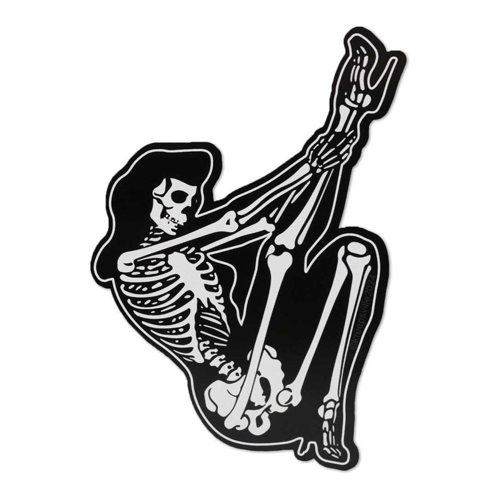 Skeleton Pin-up Leg Up Vinyl Sticker - Kreepsville