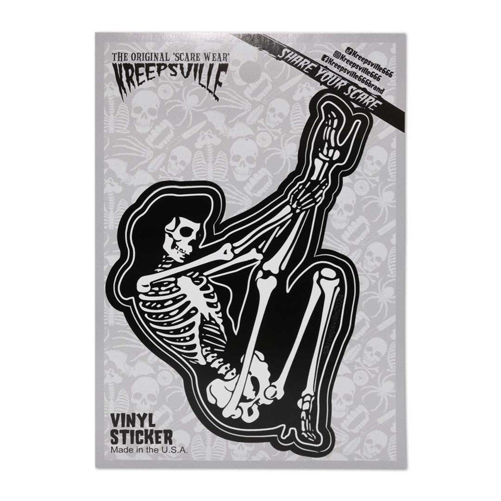 Skeleton Pin-up Leg Up Vinyl Sticker - Kreepsville