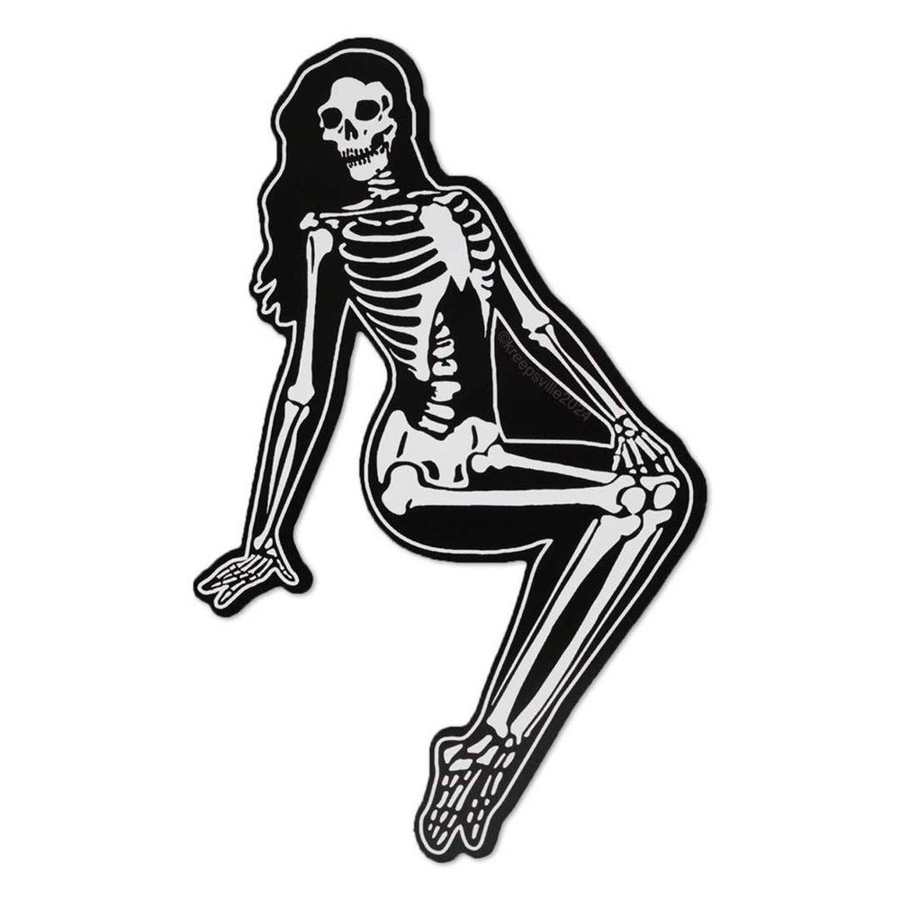 Skeleton Pin-up Sitting Vinyl Sticker - Kreepsville