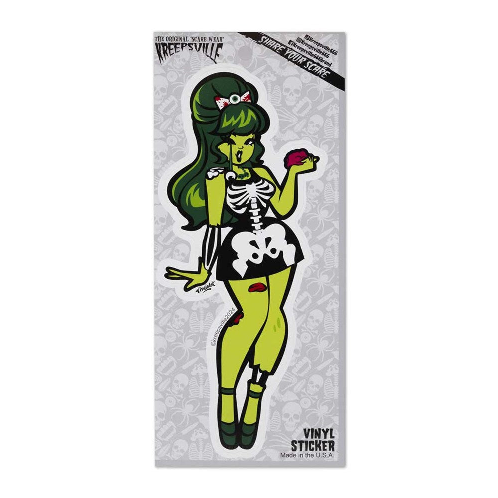 Zombie Girl Vinyl Sticker - Kreepsville