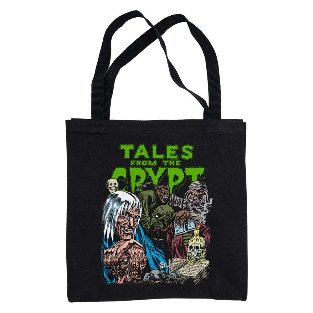 Tales From The Crypt Crypt Keeper And Monsters Black Tote Bag - Kreepsville