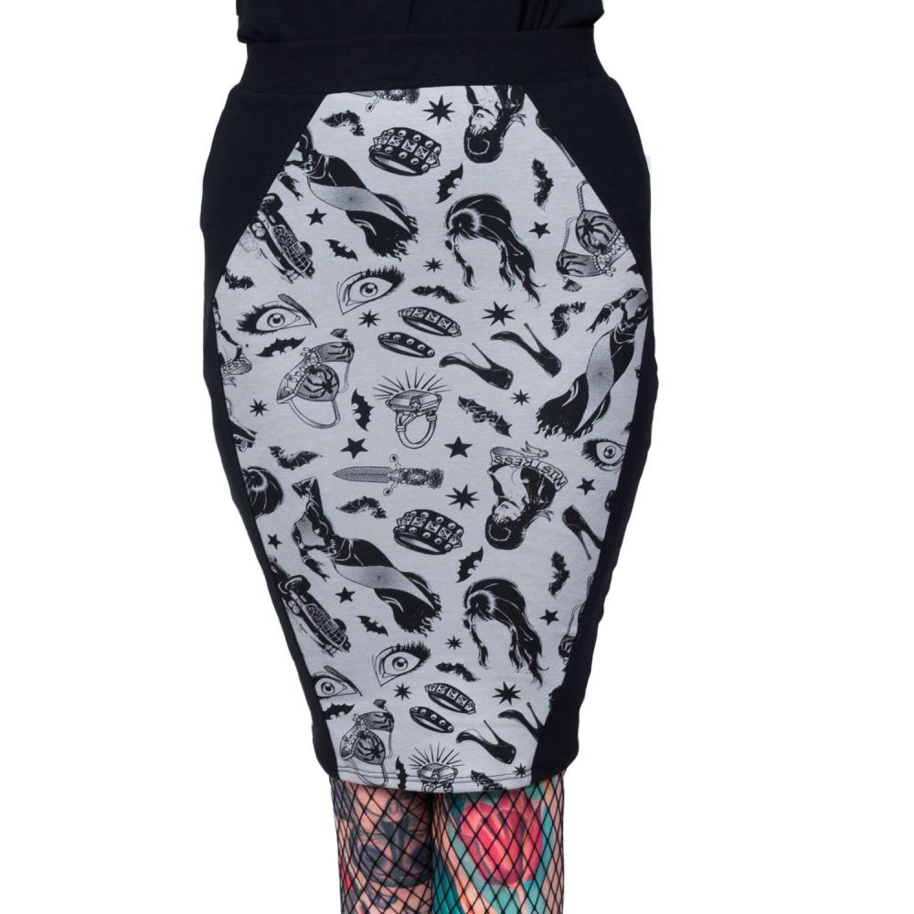 Elvira Comic Icons Coffin Pencil Skirt - Kreepsville