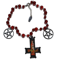 Thumbnail for Hail Satan Cross Rosary Necklace - Kreepsville