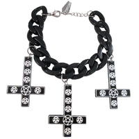Thumbnail for Inverted Cross Pentagram Bracelet Black - Kreepsville