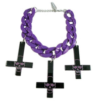 Thumbnail for Inverted Cross Skull Bracelet Purple - Kreepsville