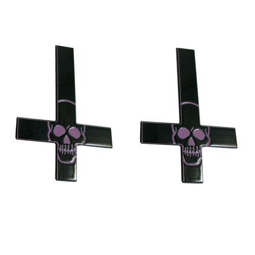 Inverted Cross Skull Hairslides Purple - Kreepsville