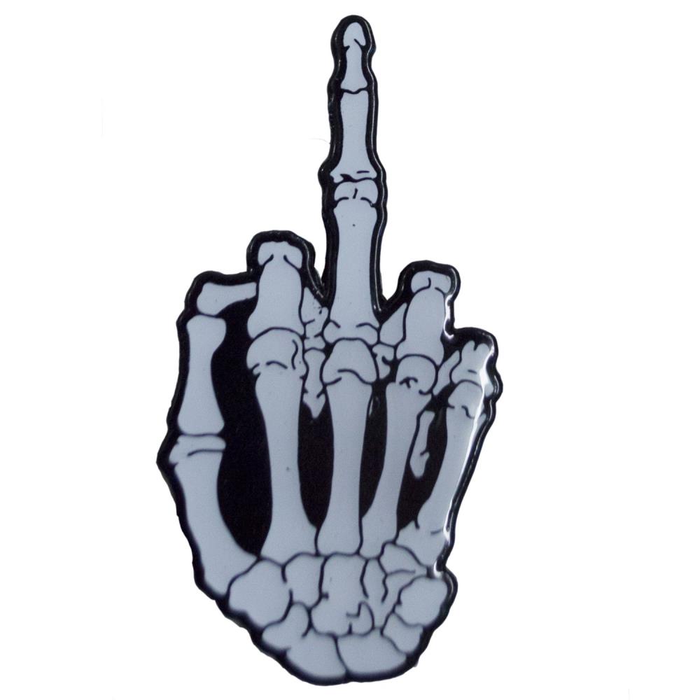 Skeleton Middle Finger Glow Enamel Pin Badge - Kreepsville
