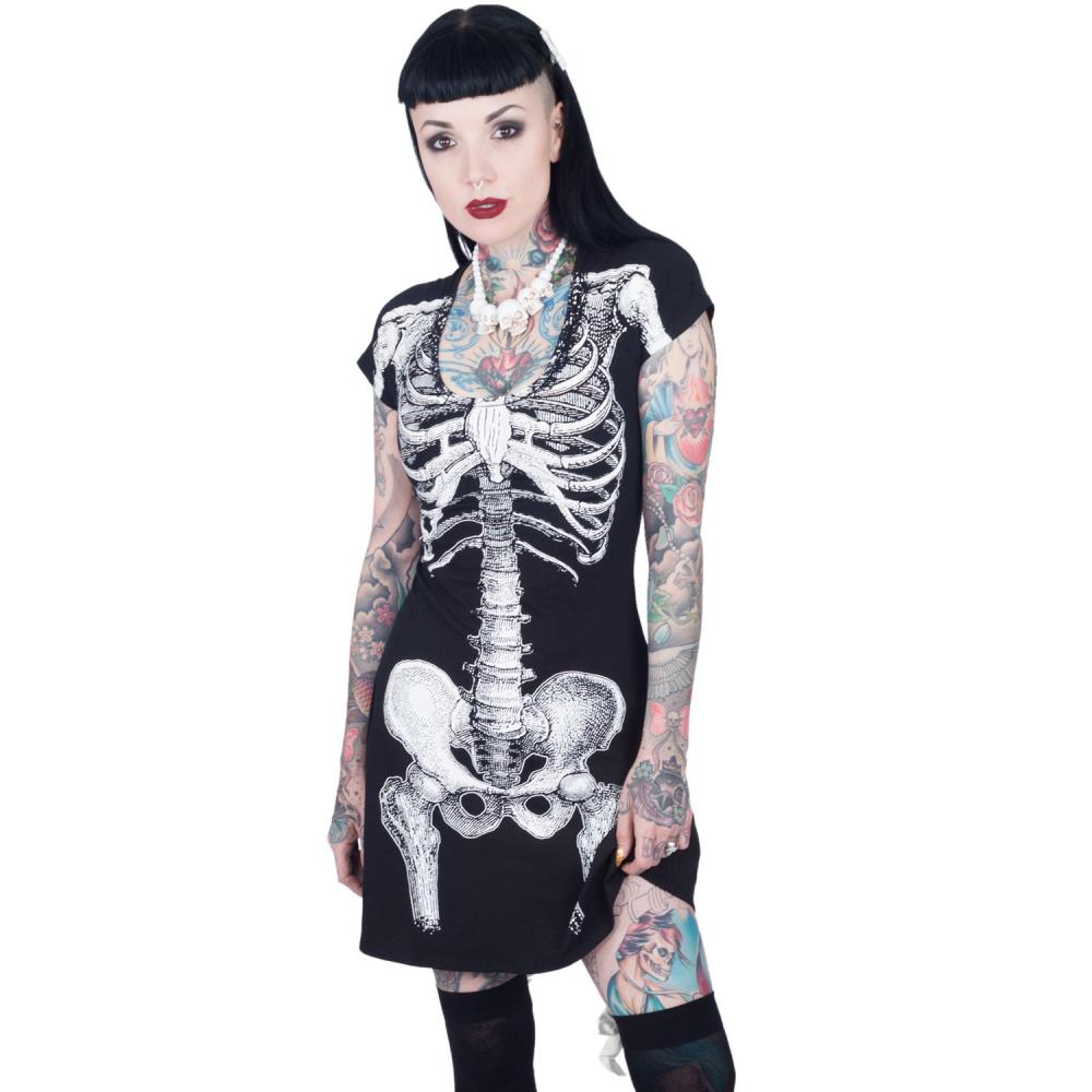 Skeleton White Flare Dress - Kreepsville