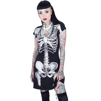 Thumbnail for Skeleton White Flare Dress - Kreepsville