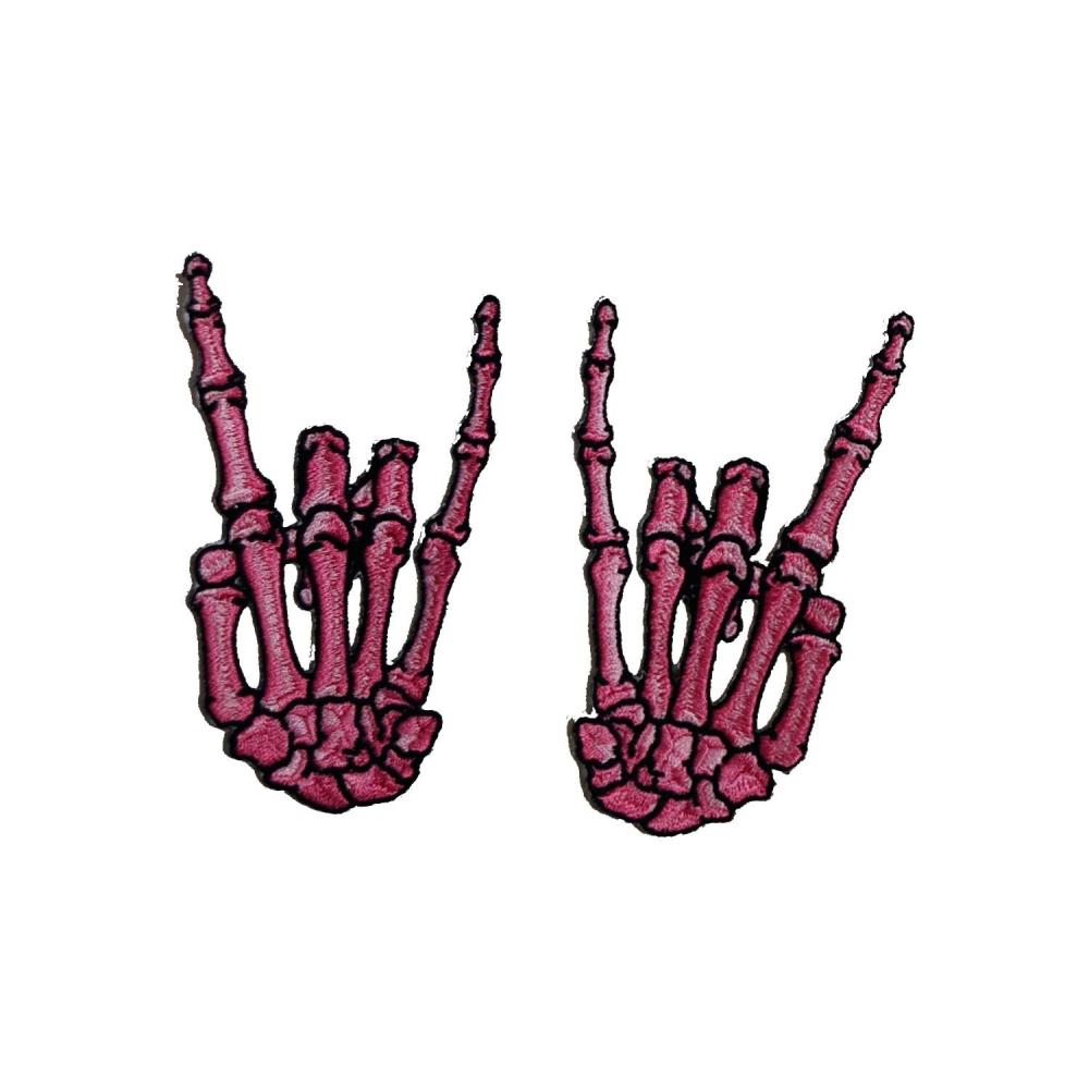 Skelli Hand Devil Patch Pink Pair - Kreepsville