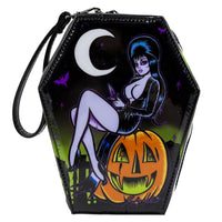 Thumbnail for Elvira Pumpkin Queen Coffin Wristlet Purse - Kreepsville