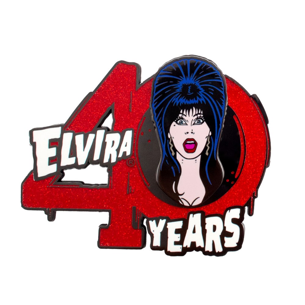 Elvira 40 Years Logo Red Glitter Enamel Pin - Kreepsville