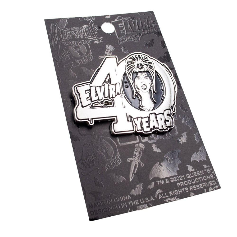 Elvira 40 Years Logo Silver Enamel Pin - Kreepsville