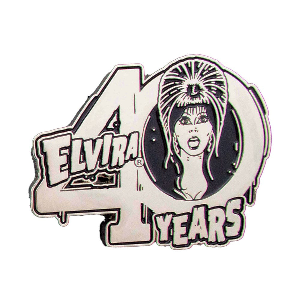 Elvira 40 Years Logo Silver Enamel Pin - Kreepsville