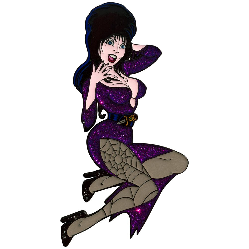 Elvira Purple Glitter XL Enamel Pin - Kreepsville