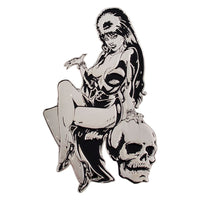 Thumbnail for Elvira Silver Comic Skull Enamel Pin - Kreepsville