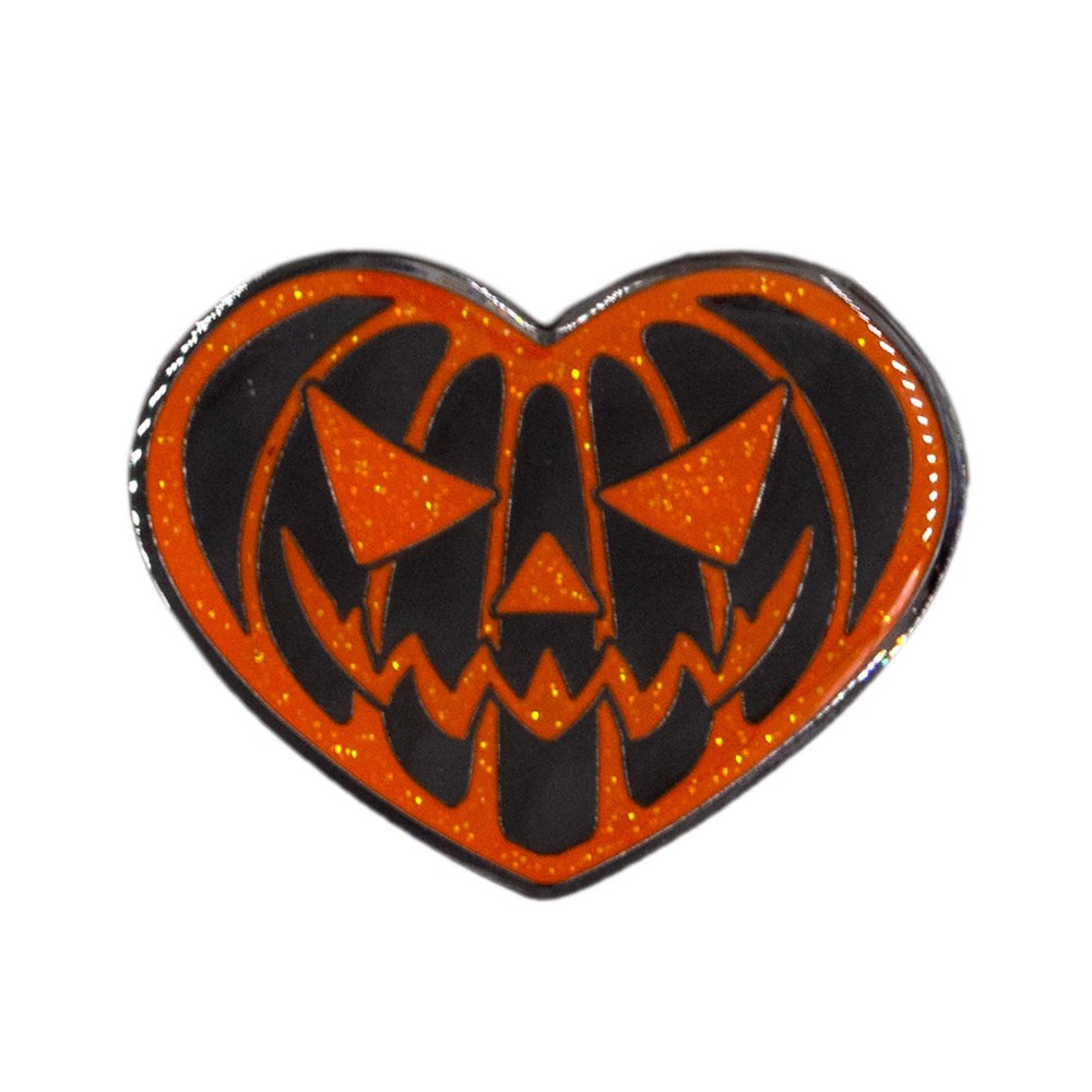 Pumpkin Heart Glitter Enamel Pin - Kreepsville