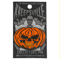 Thumbnail for Pumpkin Skull Orange Enamel Pin - Kreepsville