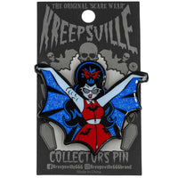 Thumbnail for Vampire Girl Batwing Glitter Enamel Pin - Kreepsville