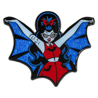 Thumbnail for Vampire Girl Batwing Glitter Enamel Pin - Kreepsville