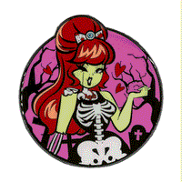 Thumbnail for Zombie Girl Moon Glow Enamel Pin - Kreepsville