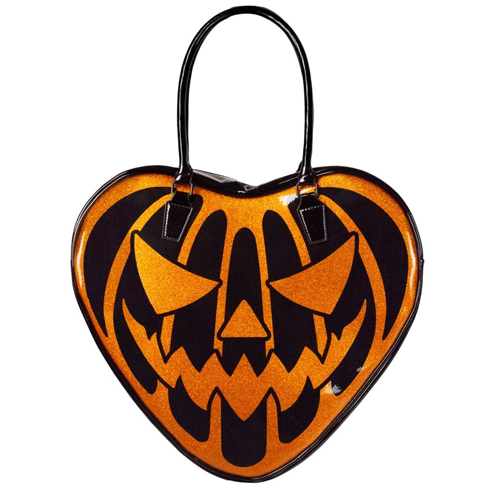 Pumpkin Glitter Heart Bag - Kreepsville