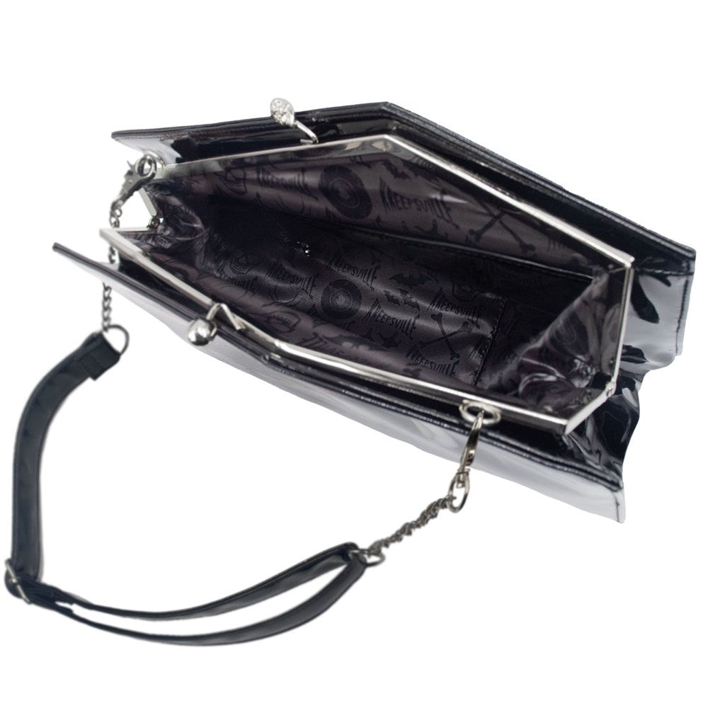 Elvira Skull Kiss Lock Deluxe Coffin Handbag - Kreepsville