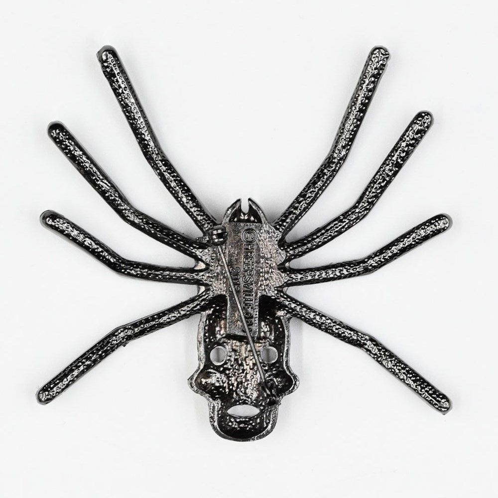 Dia Spider Skull Brooch Clear - Kreepsville