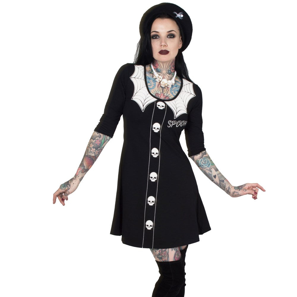 Spooky Girl Flare 3/4 Sleeve Dress - Kreepsville