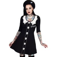 Thumbnail for Spooky Girl Flare 3/4 Sleeve Dress - Kreepsville