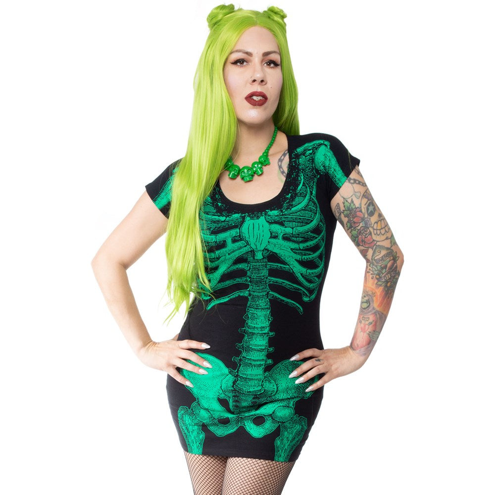 Green Glow Skeleton Tunic Dress - Kreepsville