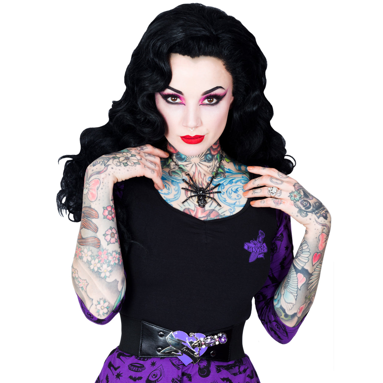 Elvira Comic Icons Purple Skater Dress - Kreepsville