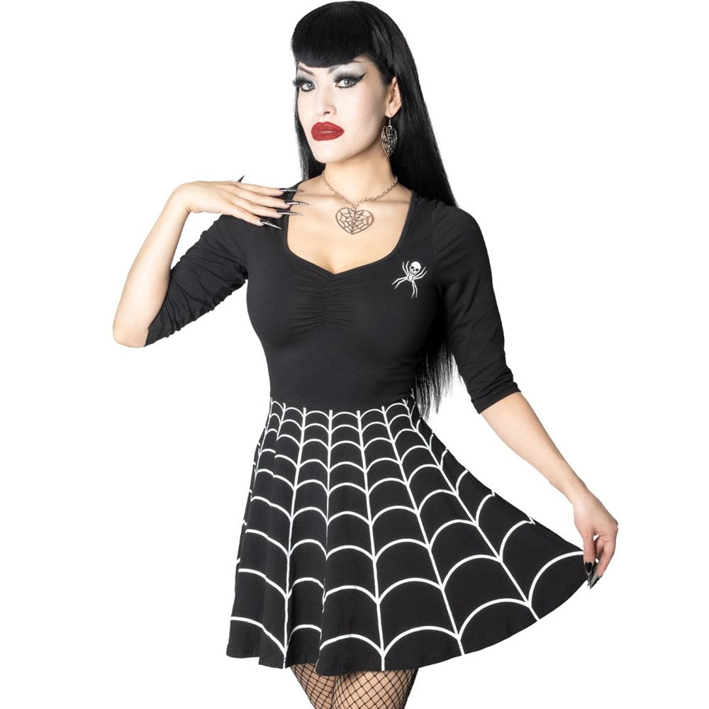 kreepsville 666 black n white spider web skater dress kreepsville 666 black n white spider web skater dress