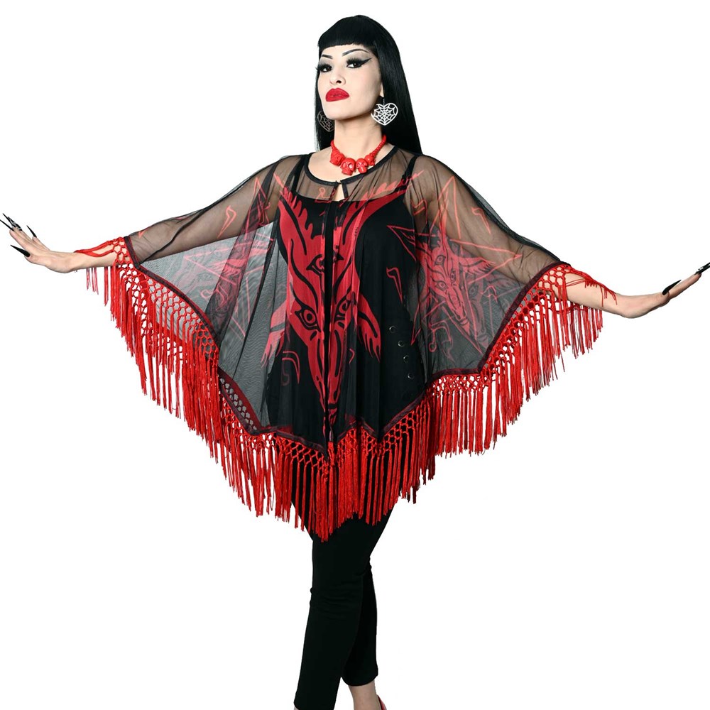 Satanic Goat Head Mesh Cape - Kreepsville