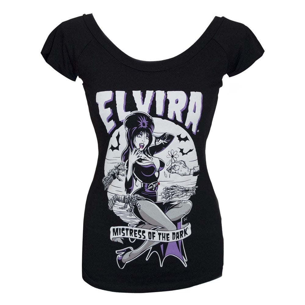 Elvira Monster Hands Womens Shoulder Tee - Kreepsville