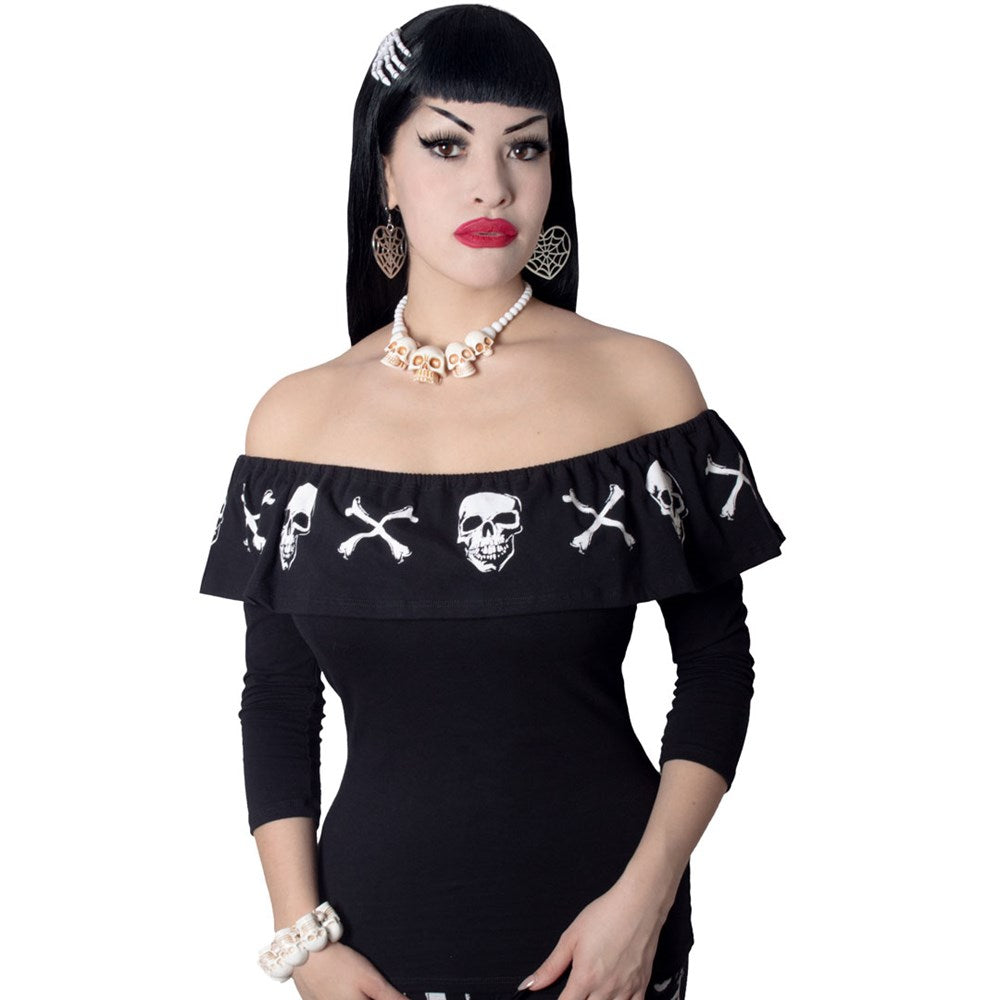 Ruffle Top Anatomical Skull and Bones