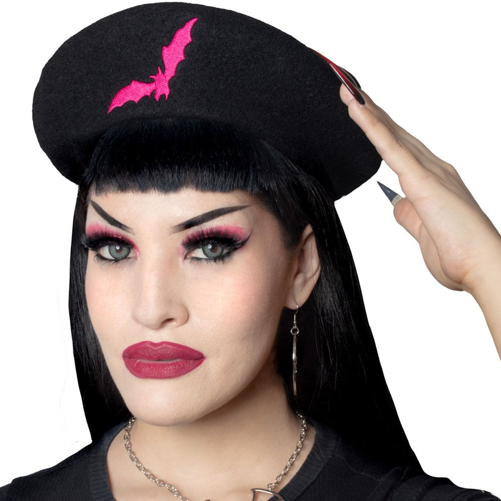 Bat Repeat Pink Beret Hat - Kreepsville