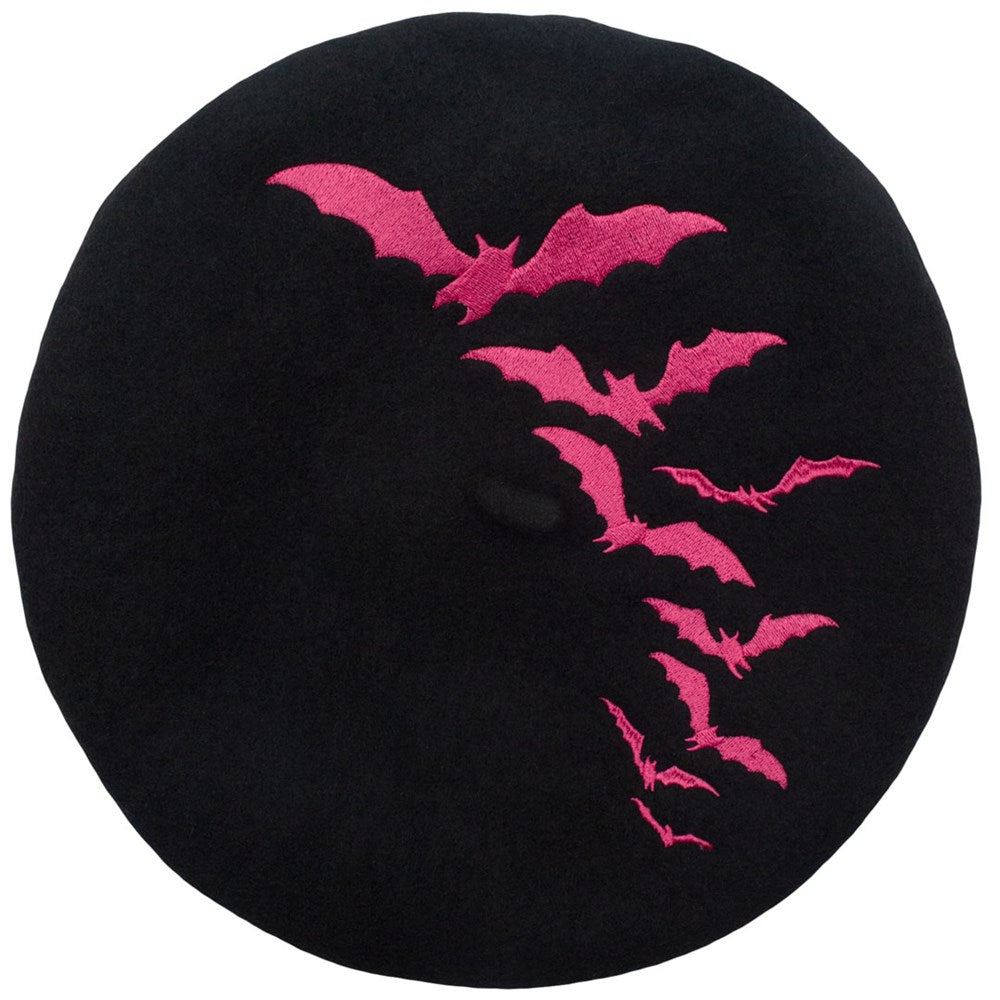 Bat Repeat Pink Beret Hat - Kreepsville