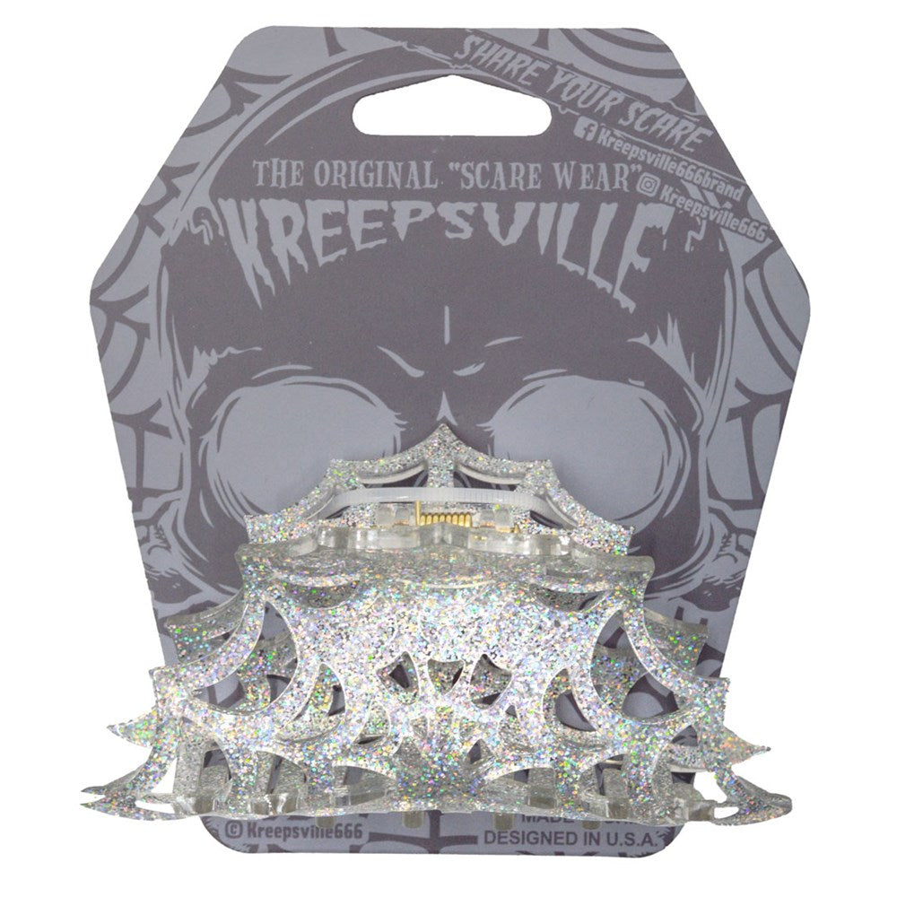 Spiderweb Hair Claw Clip Silver - Kreepsville