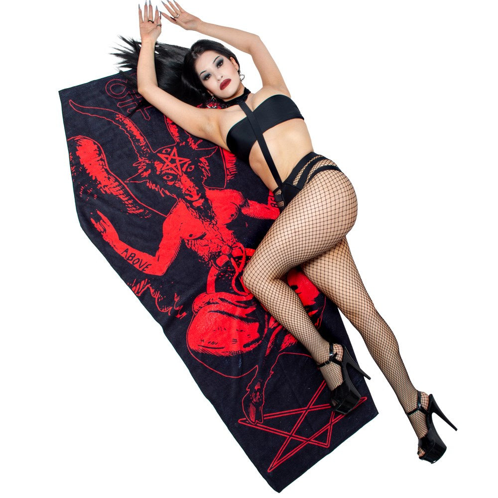 Baphomet Satanic Coffin Beach Towel - Kreepsville