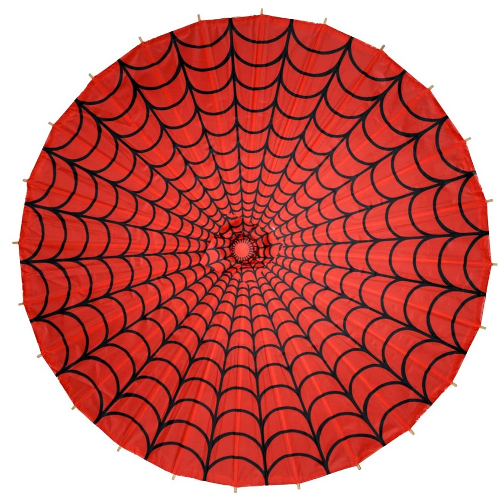 Spiderweb Red and Black Fabric Parasol - Kreepsville
