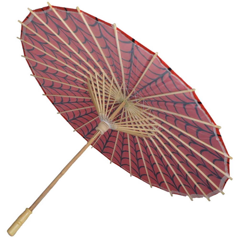 Spiderweb Red and Black Fabric Parasol - Kreepsville