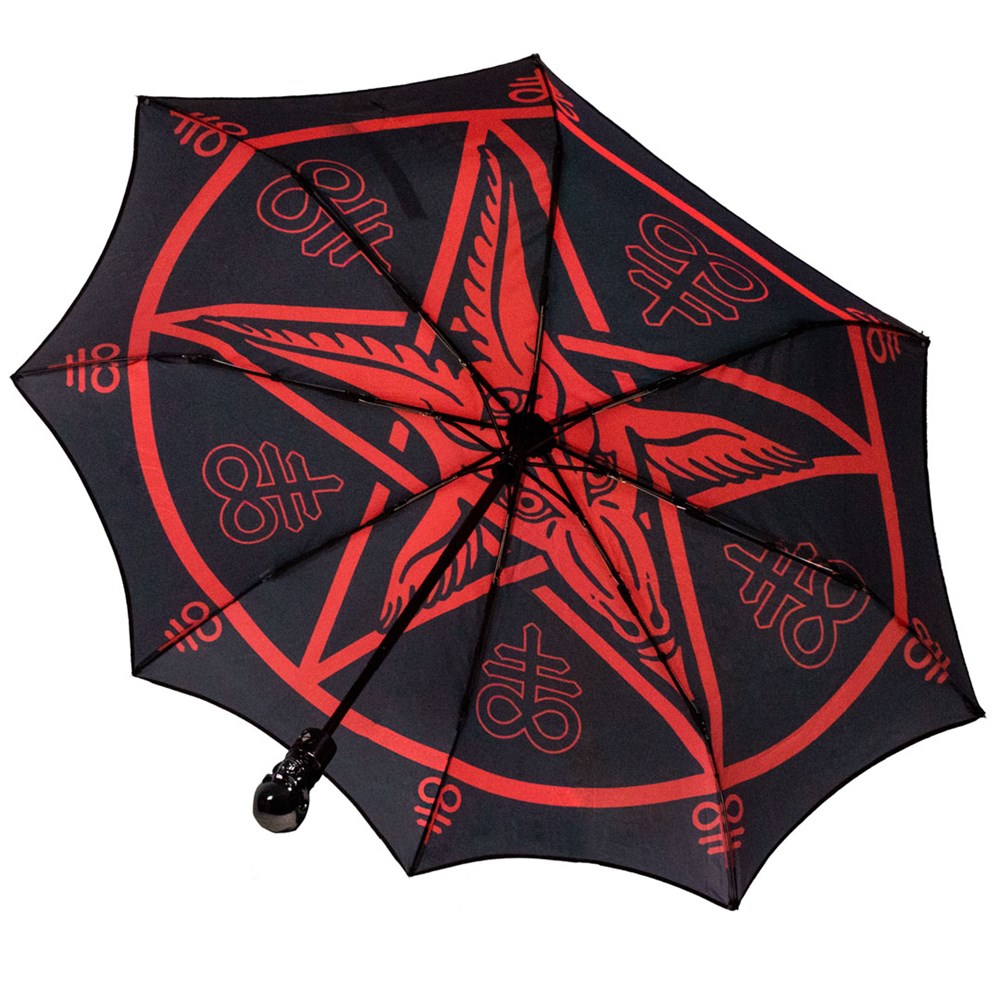 Skull Handle Satanic Star Umbrella - Kreepsville