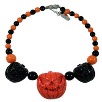 Thumbnail for Jack O Lantern Pumpkin Necklace Black/Orange - Kreepsville