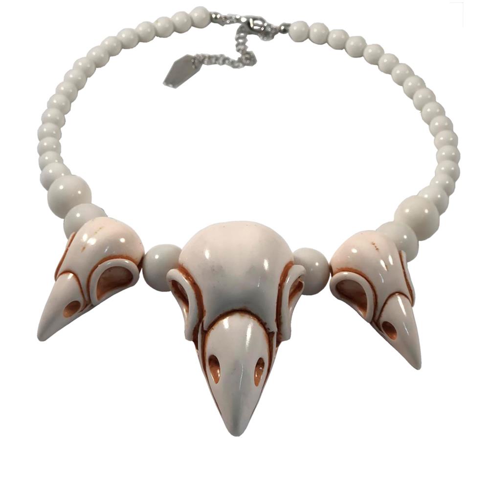 Crow Skull Collection Necklace White - Kreepsville