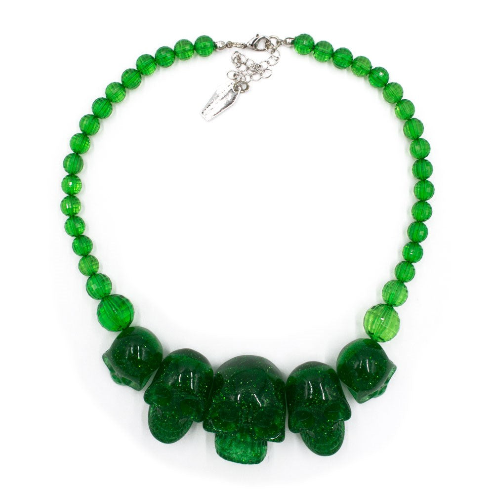 Skull Collection Necklace Green Glitter - Kreepsville