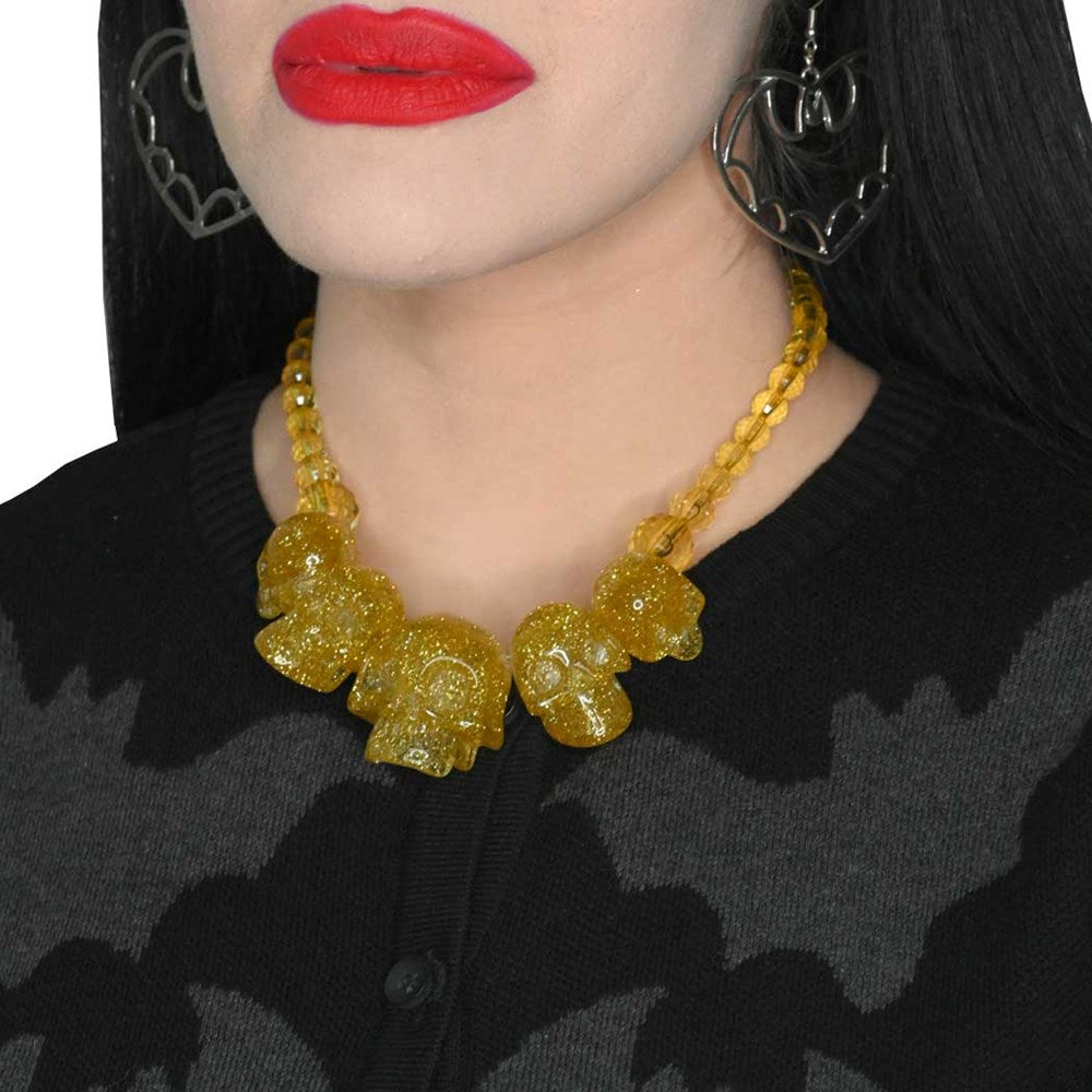 Skull Collection Necklace Gold Glitter - Kreepsville