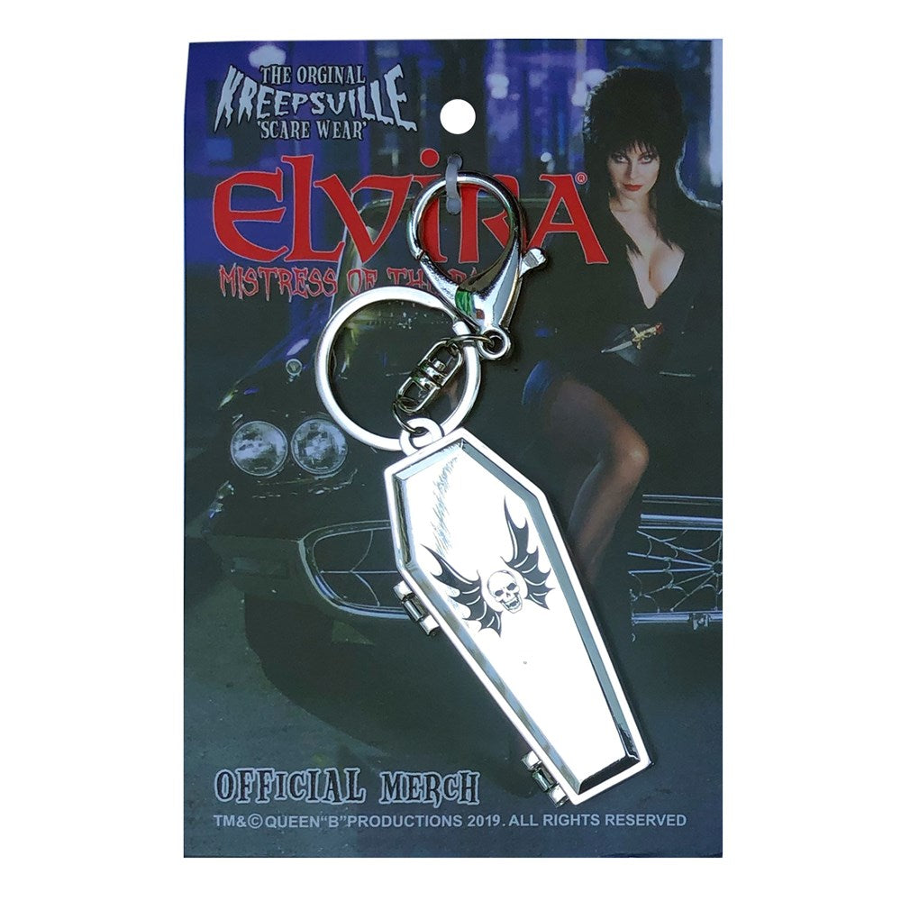Kreepsville Elvira Mistress of Dark Kiss Lock Deluxe Coffin Crossbody  Handbag - Fearless Apparel