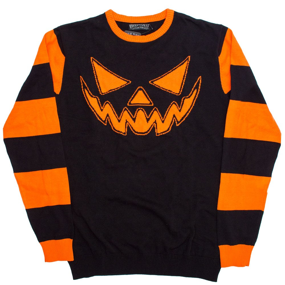 Trick Or Treat Pumpkin Striped Sweater - Kreepsville