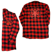 Thumbnail for Satanic Circle Red Flannel Shirt - Kreepsville